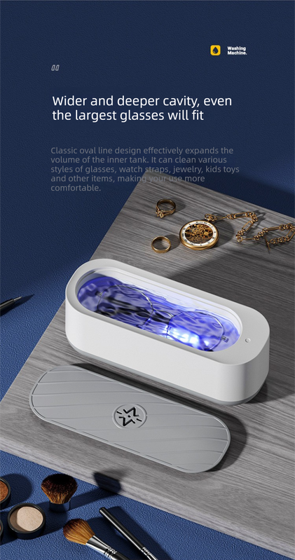Portable Battery Operated Sonic Vibration Jewellery & Glasses Cleaner - Cordless High Frequency Washing Box for Travel, Dentures & Rings (2x AAA Batteries Included)
