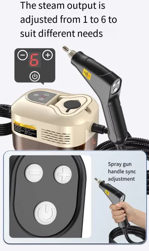 Black 1500W High Pressure Steam Cleaner with Digital Display (3.5 BAR) - 1.2L Heavy Duty Steamer for Kitchen Grease, Grout, Car Detailing & Upholstery (AU Plug)