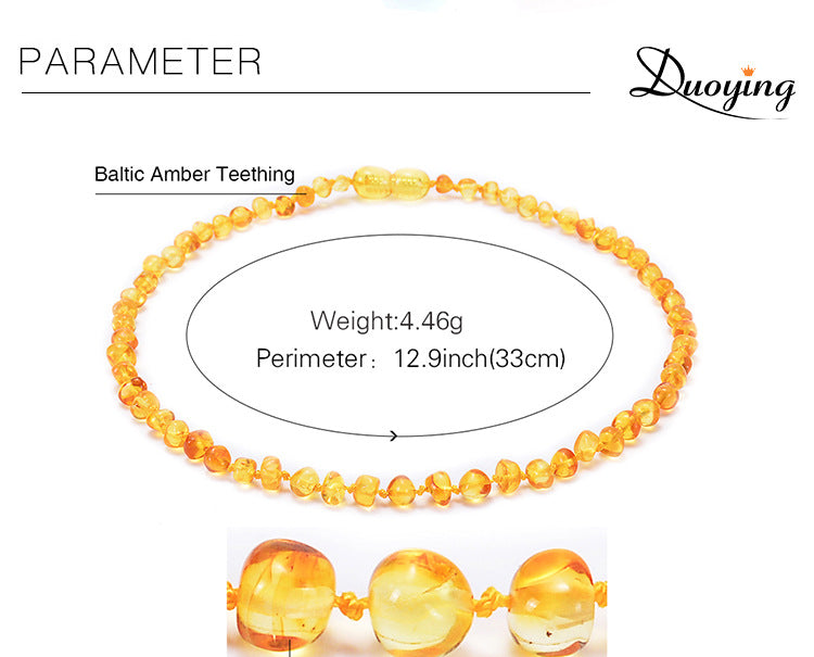 Genuine Baltic Amber Necklace for Baby & Toddler - 33cm Hand Knotted Blood Red Beads - Natural Certified Jewellery with Pouch