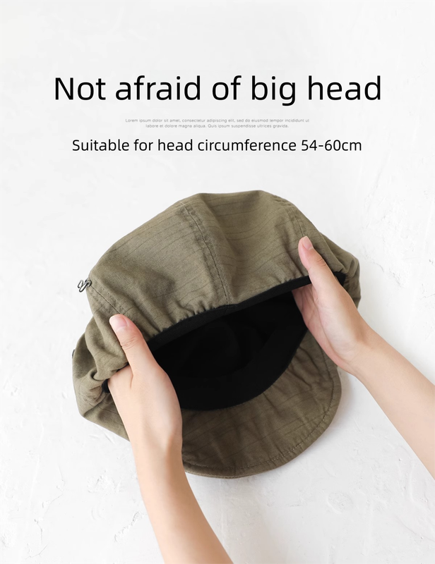 Oversized Slouchy Newsboy Cap - Vintage Japanese Style Baker Boy Hat - Soft Textured Fabric - Khaki (Adjustable 54-60cm)
