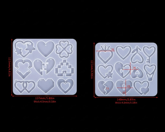 2 Pieces Mother's Day DIY Heart Earring Silicone Molds Set Heart Shaped Pendant Resin Casting Tools for Jewellery Making and Crafts