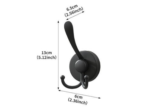 Stainless Steel Vacuum Suction Cup Hook Rack 3-Hook Black Wall Mounted Towel Rail for Bathroom and Kitchen No Drilling Required