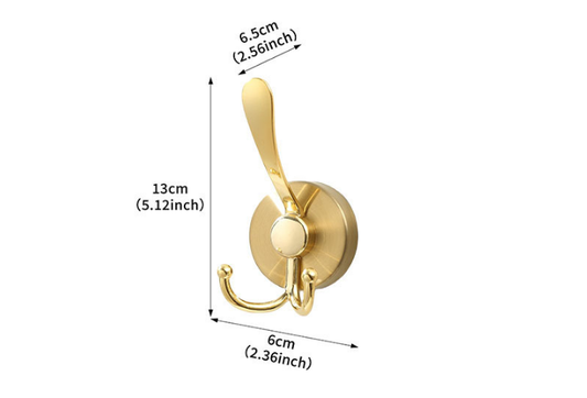 Stainless Steel Vacuum Suction Cup Hook Rack 3-Hook Gold Wall Mounted Towel Rail for Bathroom and Kitchen No Drilling Required
