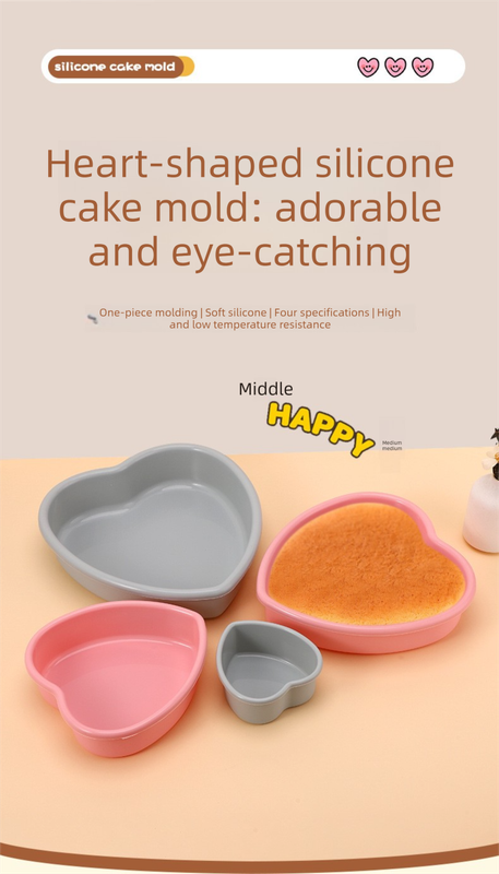 7 Inch Heart Shaped Silicone Cake Mould - Pink Non-Stick Baking Pan for Birthday & Anniversary Cakes - Heat Resistant Tray with Reinforced Rim (20.5cm)