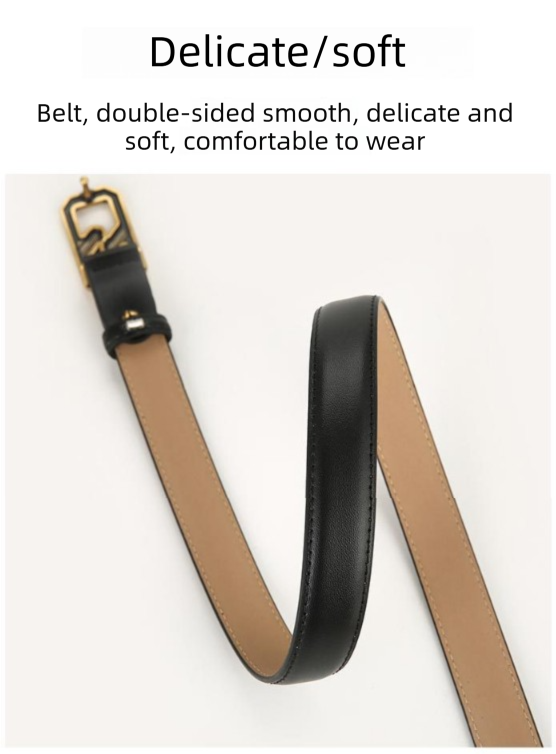 Womens Genuine Leather Belt Caramel 2.3cm Wide Gold Buckle Waist Strap for Jeans & Dresses Elegant Fashion Accessory