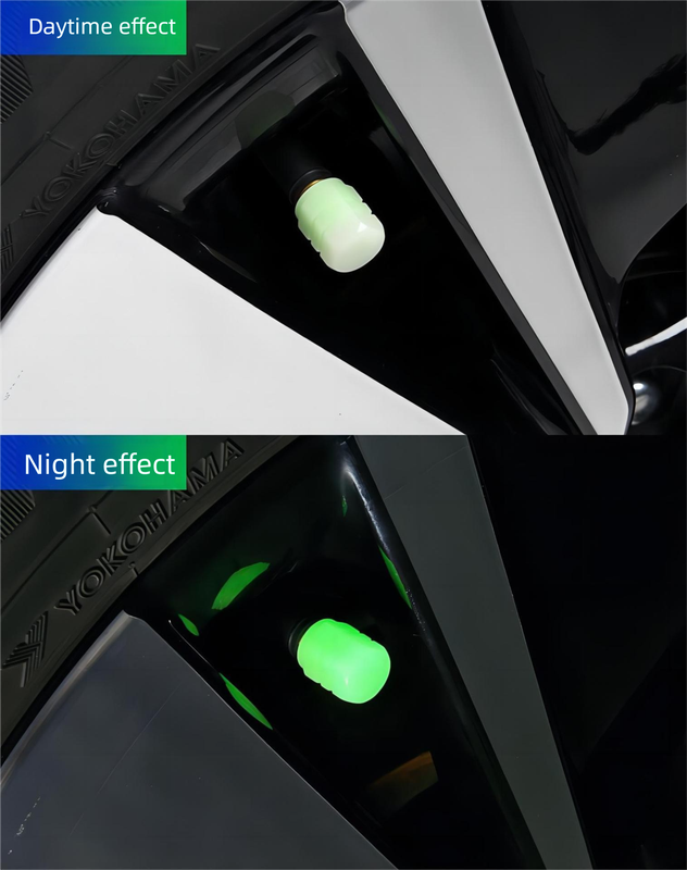 Universal Luminous Tyre Valve Caps 8 PCS Blue Glow in Dark Dust Covers for Cars Motorbikes & Bicycles Easy Install