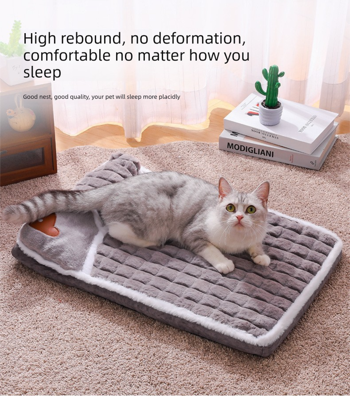 Thickened Pet Sofa Bed M Size 50x35cm Green Dog Mat with Integrated Pillow Soft Washable Sleeping Pad for Dogs and Cats All Season Comfort