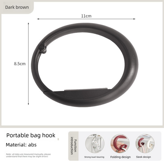 2 PCS Portable Purse Bag Hook Hanger Table Edge Holder Dark Brown Foldable Non-Slip Clip for School Desk Office & Cafe