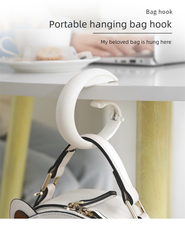 2 PCS Portable Purse Bag Hook Hanger Table Edge Holder Burgundy Foldable Non-Slip Clip for School Desk Office & Cafe