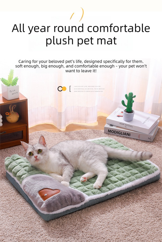 Thickened Pet Sofa Bed L Size 60x40cm Grey Dog Mat with Integrated Pillow Soft Washable Sleeping Pad for Dogs and Cats All Season Comfort