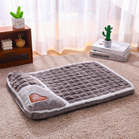 Thickened Pet Sofa Bed XL Size 75x45cm Grey Dog Mat with Integrated Pillow Soft Washable Sleeping Pad for Dogs and Cats All Season Comfort