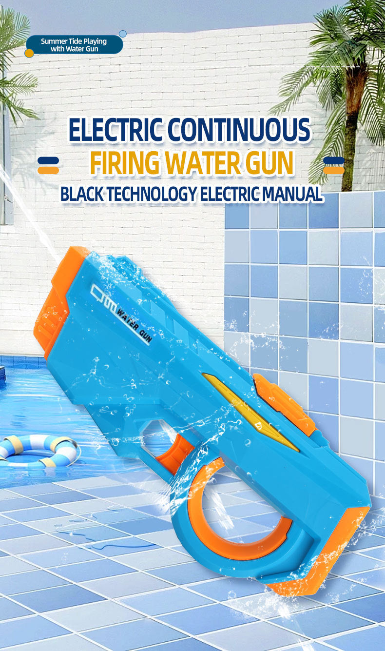 Electric Water Gun Automatic Continuous Fire Squirt Toy 8m Range Rechargeable Battery Outdoor Pool Beach Fun Pink