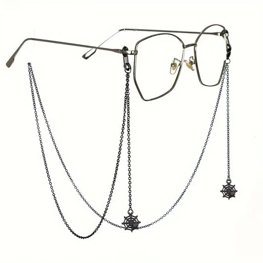 Black Spider Web Eyewear Chain 70cm Anti-Slip Glasses Strap Gothic Web Pendant Sunglasses Holder for Women