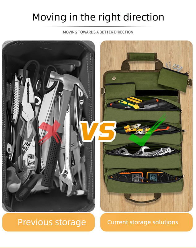Heavy Duty Tool Roll Up Bag Organiser Multi-Pocket Canvas Carry Pouch for Electrician DIY Mechanic & 4WD Camping Camouflage Colour