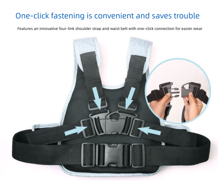 Child Motorcycle Safety Harness Strap Adjustable Passenger Belt with Handles & Storage Pocket Breathable Linen Light Blue for Scooter