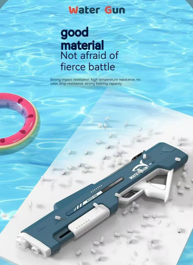 Electric Water Gun Auto Refill 43cm High Pressure Blaster Toy Rechargeable Squirt Soaker for Kids & Adults Blue