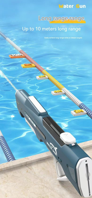 Electric Water Gun Auto Refill 46cm Blue Pulse Blaster High Pressure Toy with Manual & Electric Dual Mode for Kids & Adults