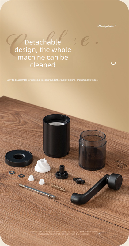 Manual Hand-Crank Coffee Grinder Precision Burr Mill with Adjustable Settings and Cleaning Brush MDJ-09 Matte Black