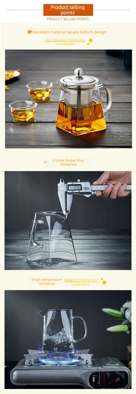1300ml Extra Large Heat Resistant Glass Teapot with 304 Stainless Steel Infuser Thickened Base Loose Leaf Tea Maker