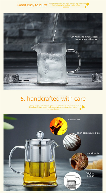 1300ml Extra Large Heat Resistant Glass Teapot with 304 Stainless Steel Infuser Thickened Base Loose Leaf Tea Maker