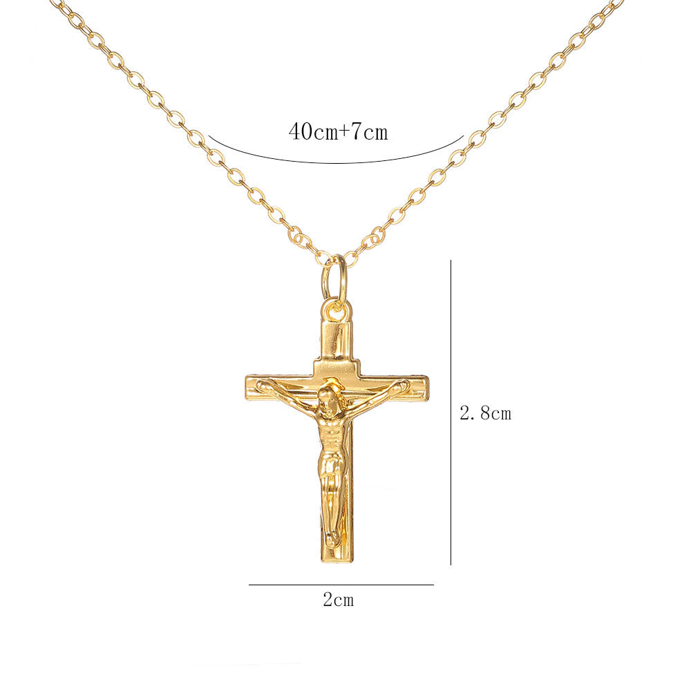 Gold Minimalist Cross Pendant Necklace – Unisex Urban Style Zinc Alloy Clavicle Chain Jewellery