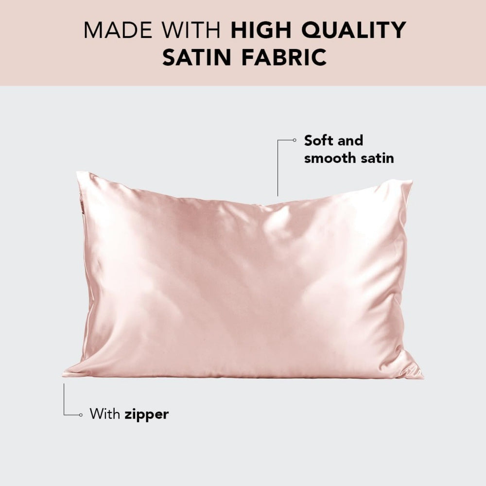 1-Pair White Luxury Satin Silk Pillowcase for Hair and Skin - Smooth Cooling Pillow Cover with Envelope Closure - King (20x36")