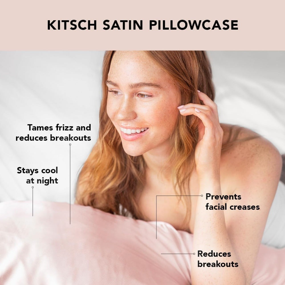 1-Pair Champagne Luxury Satin Silk Pillowcase for Hair and Skin - Smooth Cooling Pillow Cover with Envelope Closure - King (20x36")