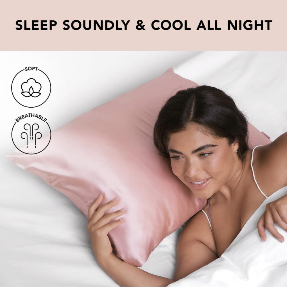 1-Pair Champagne Luxury Satin Silk Pillowcase for Hair and Skin - Smooth Cooling Pillow Cover with Envelope Closure - King (20x36")