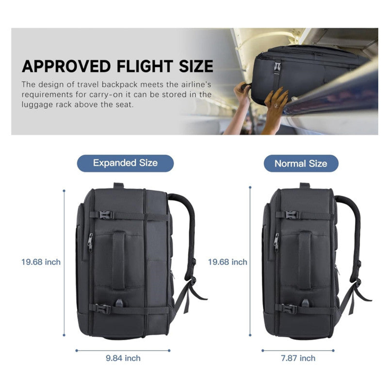 Grey Expandable 17-Inch Laptop Travel Backpack with USB Port - Durable TSA Friendly Carry-on Luggage Bag