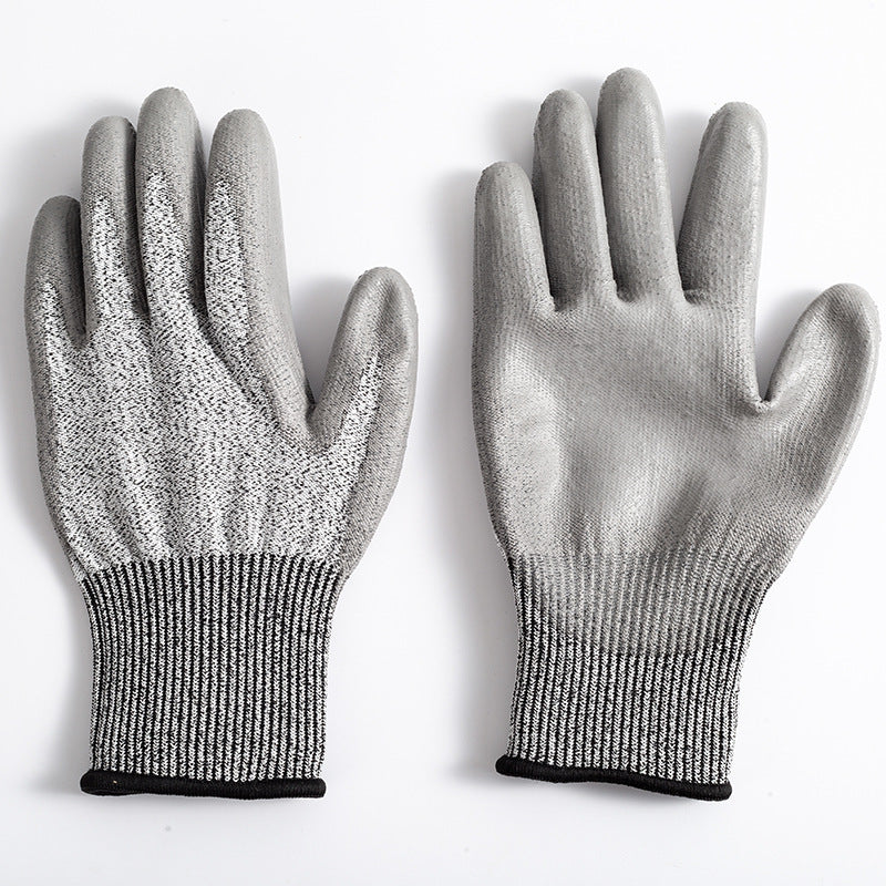 2-Pair Grey Level 5 Cut Resistant Work Glove - Anti-Abrasion & Anti-Puncture Protective Gloves (L Size)