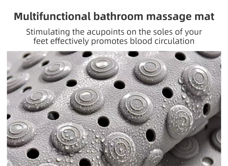 Pink Eco-Friendly Bath Mat with Massage Points - Anti-Slip Suction Cup Safety Bathroom Rug (S Size 68.5X34x2 CM)