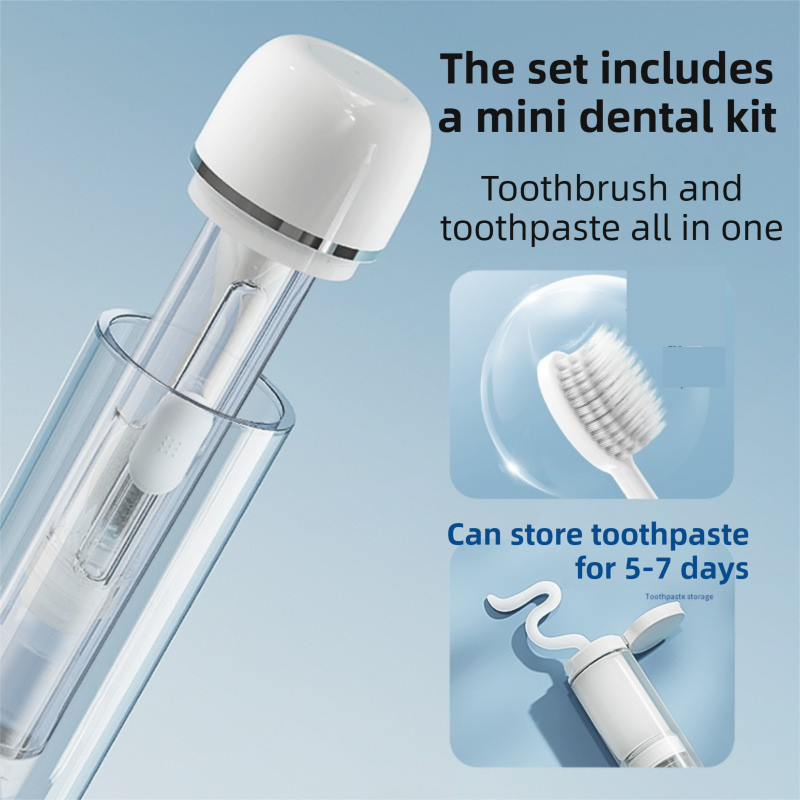 Blue Portable 2-in-1 Travel Toothbrush/Toothpaste Organizer & Mouthwash Cup - Lightweight and Durable Crystal Clear PC Material