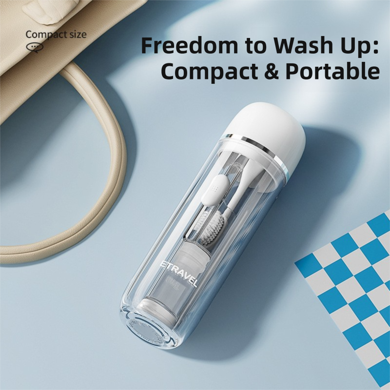 White Portable 2-in-1 Travel Toothbrush/Toothpaste Organizer & Mouthwash Cup - Lightweight and Durable Crystal Clear PC Material
