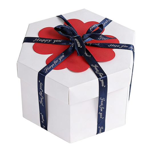 White Hexagon 4-Layer 12-Pocket Explosion Gift Box(DIY) - Creative Handmade Photo Album & Scrapbook for Anniversaries & Birthdays