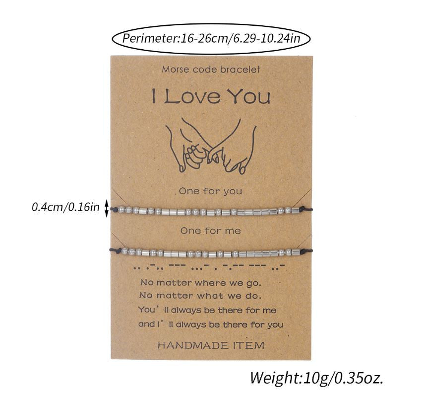Stainless Steel Morse Code Bracelet(16-26cm) with Secret Message My Person - Meaningful Gift for Best Friends, Sisters & Family