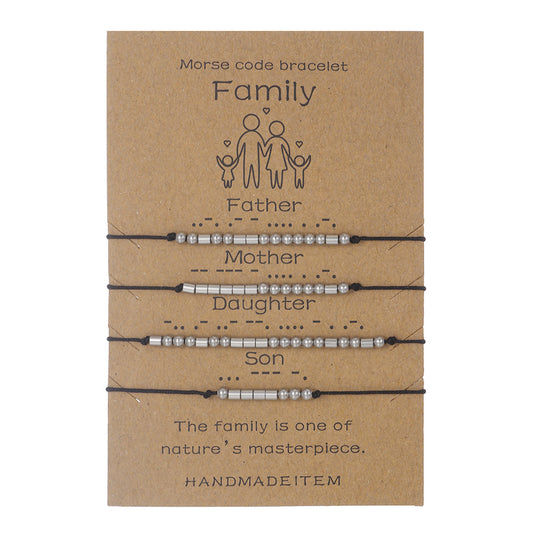 Stainless Steel Morse Code Bracelet(16-26cm) with Secret Message Family - Meaningful Gift for Best Friends, Sisters & Family