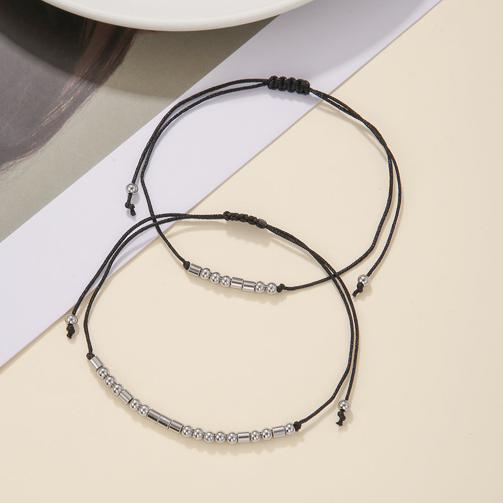 Stainless Steel Morse Code Bracelet(16-26cm) with Secret Message Always Forever - Meaningful Gift for Best Friends, Sisters & Family