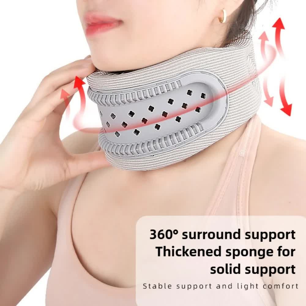 Pink Adjustable Silicone Neck Brace with High-Elastic Memory Foam & V-Shape - Prevent Forward Head Tilt and Posture Correction