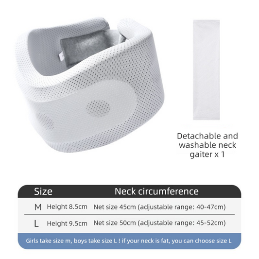 Grey Adjustable Cooling Jelly Core Neck Brace with Washable Cover - 3D Hollow Cervical Collar for Posture & Forward Head Correction (L Size)