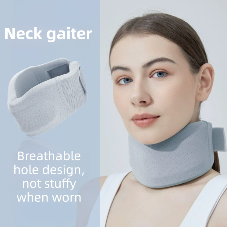 Black Adjustable Cooling Jelly Core Neck Brace with Washable Cover - 3D Hollow Cervical Collar for Posture & Forward Head Correction (M Size)
