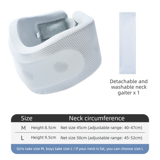 Light Blue Adjustable Cooling Jelly Core Neck Brace with Washable Cover - 3D Hollow Cervical Collar for Posture & Forward Head Correction (L Size)