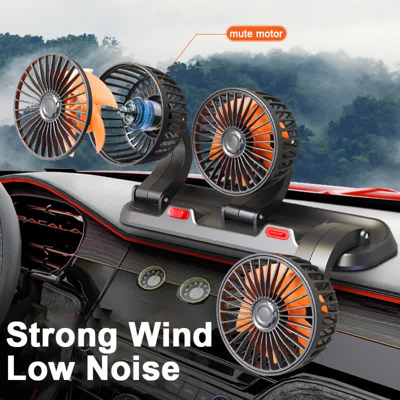 3-in-1 Powerful Car Single Head Fan (12V Lighter Power) - Quiet Cooling Fan Integrated Aromatherapy & Number Plate, with 360° Rotation & 130cm Long Cord