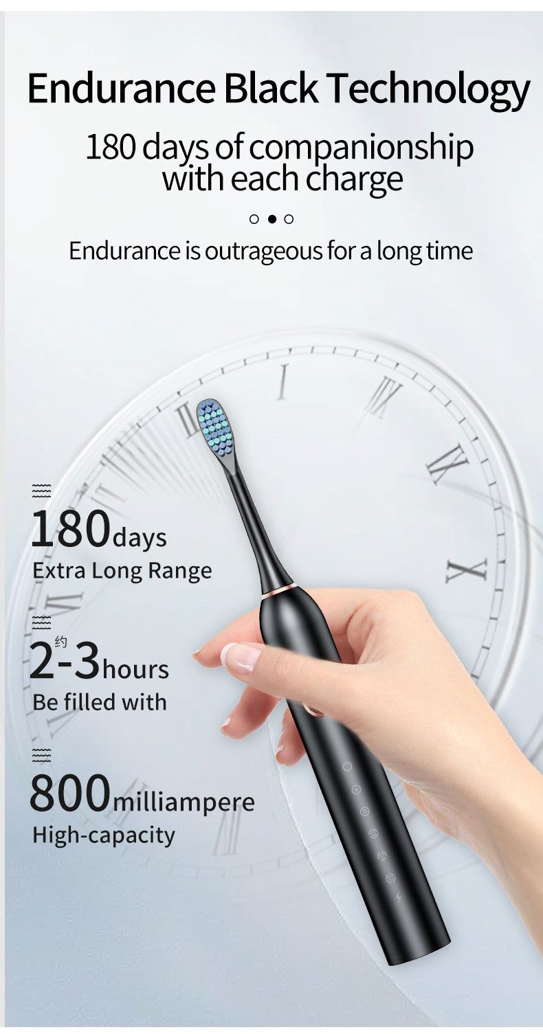 Pink Smart Sonic Electric Toothbrush Kit with 4 Heads & Travel Case - 6 X Cleaning Modes and High-Frequency Vibration with Soft Protective Bristles