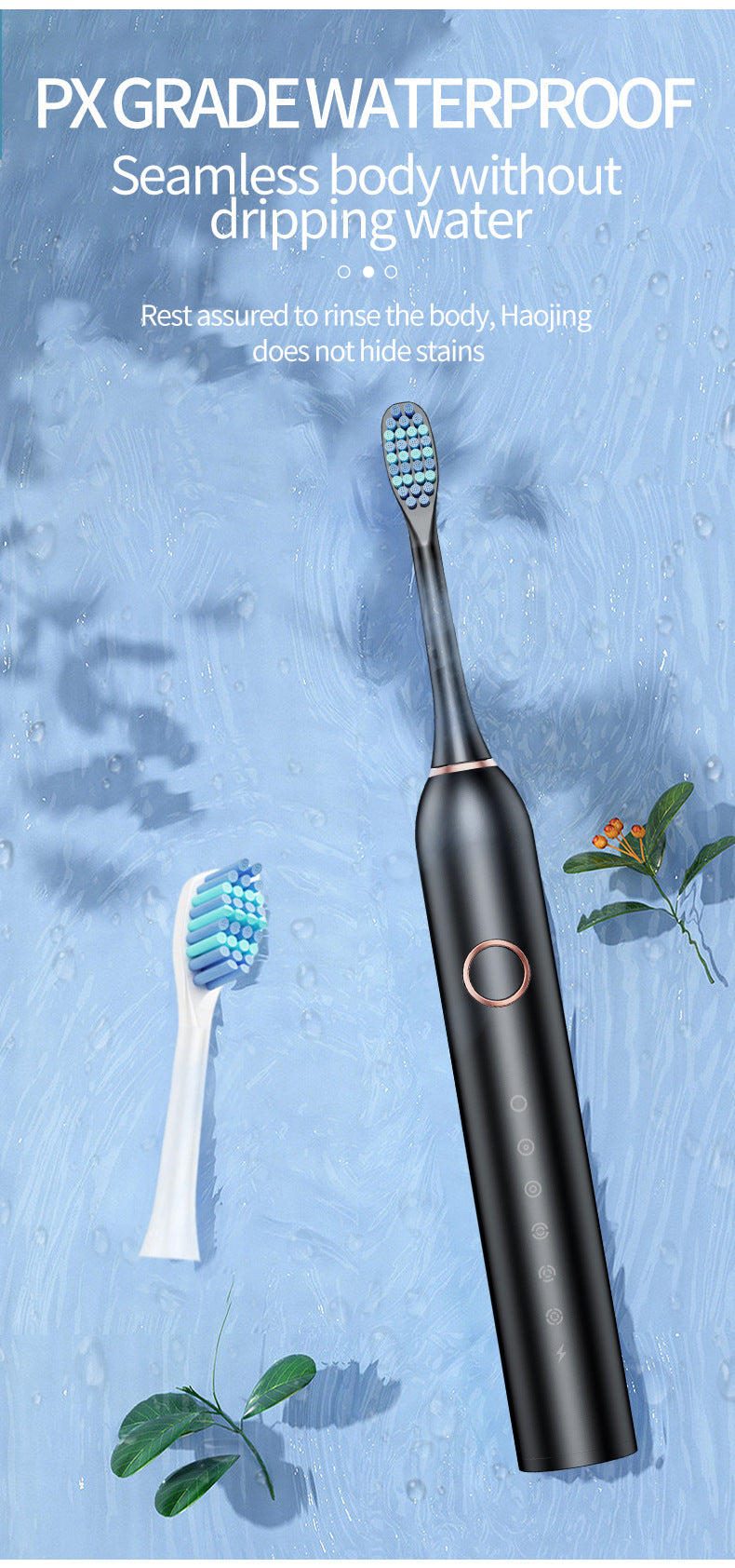 White Smart Sonic Electric Toothbrush Kit with 8 Heads & Travel Case - 6 X Cleaning Modes and High-Frequency Vibration with Soft Protective Bristles