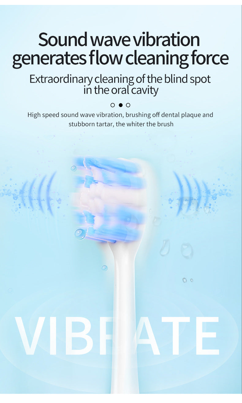 Pink Smart Sonic Electric Toothbrush Kit with 8 Heads & Travel Case - 6 X Cleaning Modes and High-Frequency Vibration with Soft Protective Bristles
