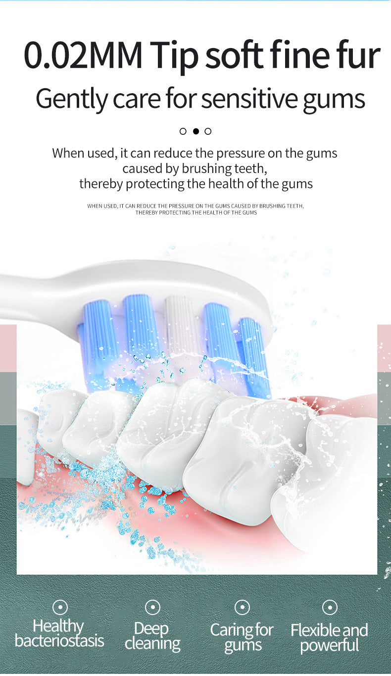 Pink Smart Sonic Electric Toothbrush Kit with 8 Heads & Travel Case - 6 X Cleaning Modes and High-Frequency Vibration with Soft Protective Bristles