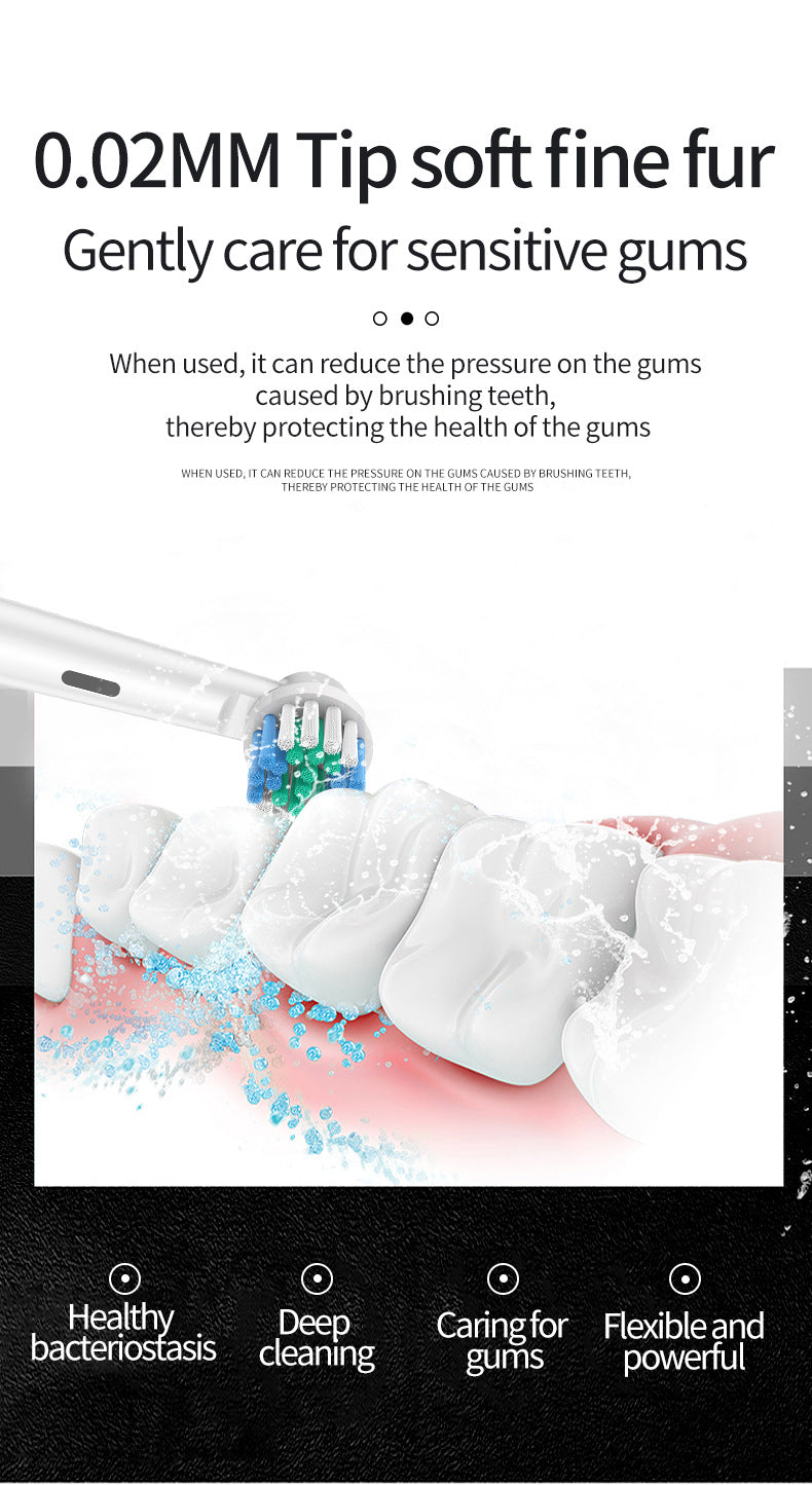 Pink Rotating Round Head Electric Toothbrush Kit with 8 Heads & Case - 3D Oscillating Mechanical Cleaning for Deep Plaque Removal