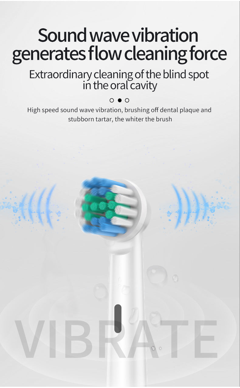 Pink Rotating Round Head Electric Toothbrush Kit with 4 Heads & Case - 3D Oscillating Mechanical Cleaning for Deep Plaque Removal