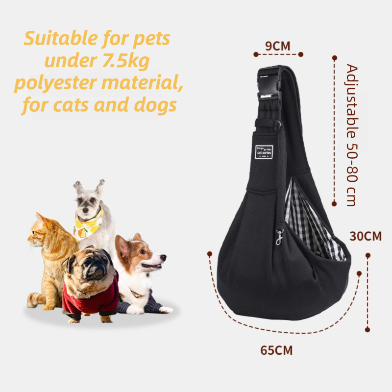 Dark Grey Lightweight Breathable Pet Crossbody Bag with Adjustable Padded  Strap & Reversible Double-Sided Design