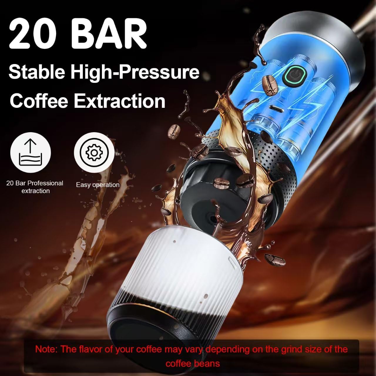 Green 3-in-1 Portable Espresso Maker with Self-Heating and One-Touch Cold Hot Brew - Smart Digital Display & 20Bar High Pressure for Rich Crema